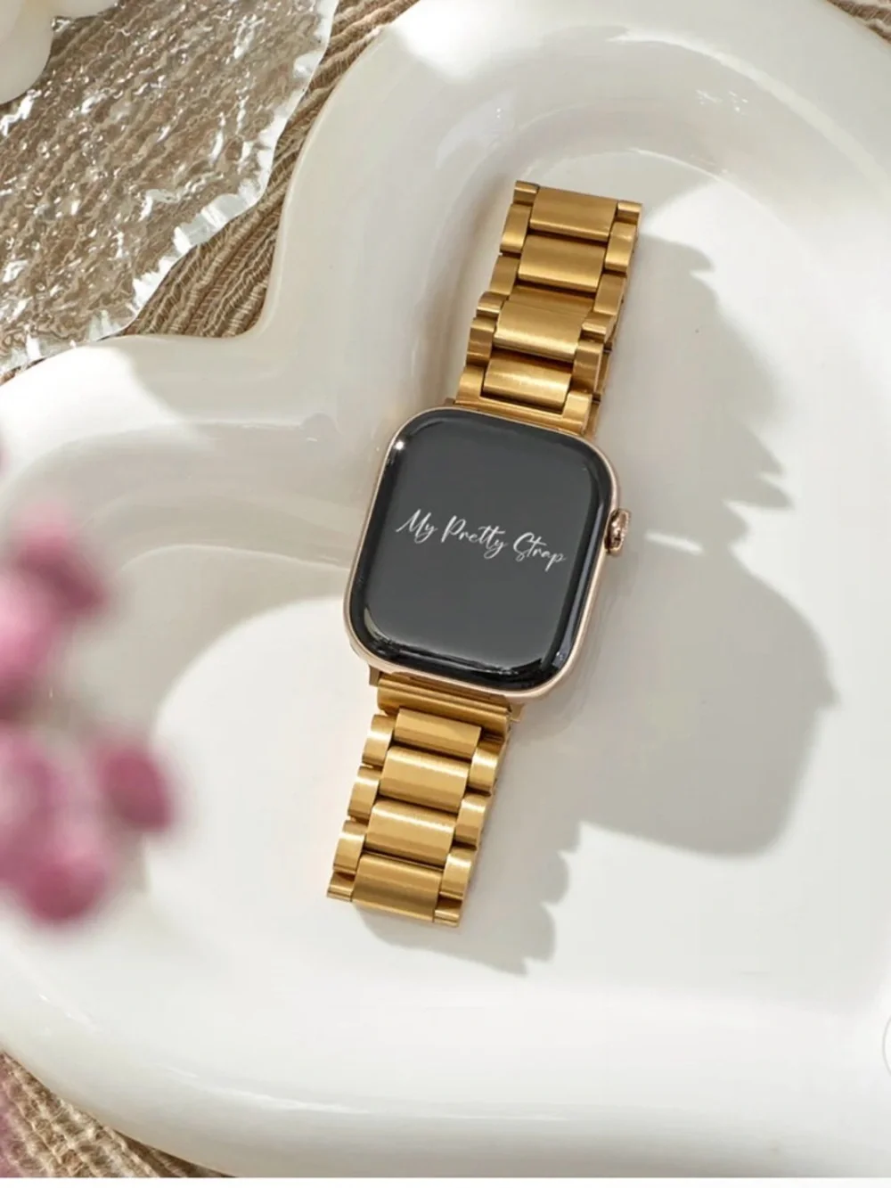 So Pretty Gold Stainless Steel Link Watch Band